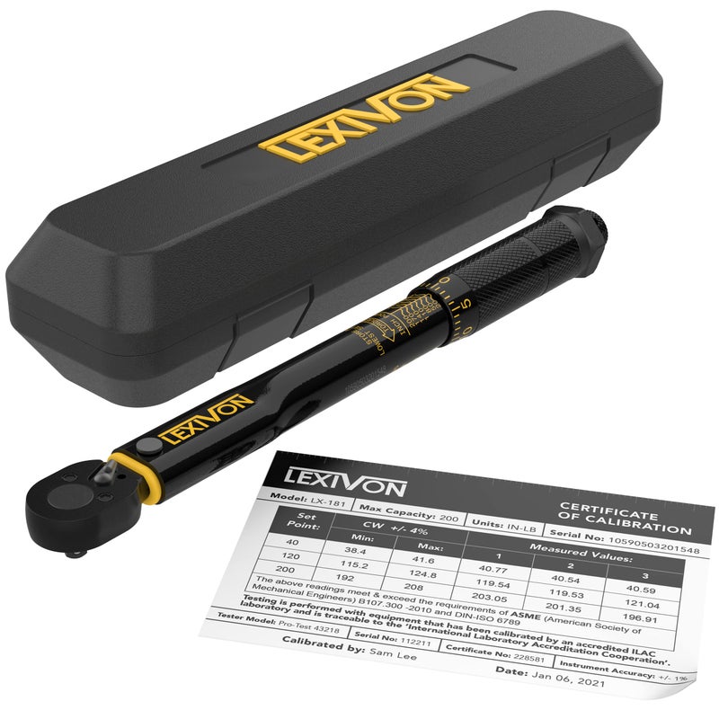 LEXIVON Inch Pound Torque Wrench 1/4-Inch Drive | 20~200 in-lb/2.26~22.6 Nm (LX-181) - Image 1